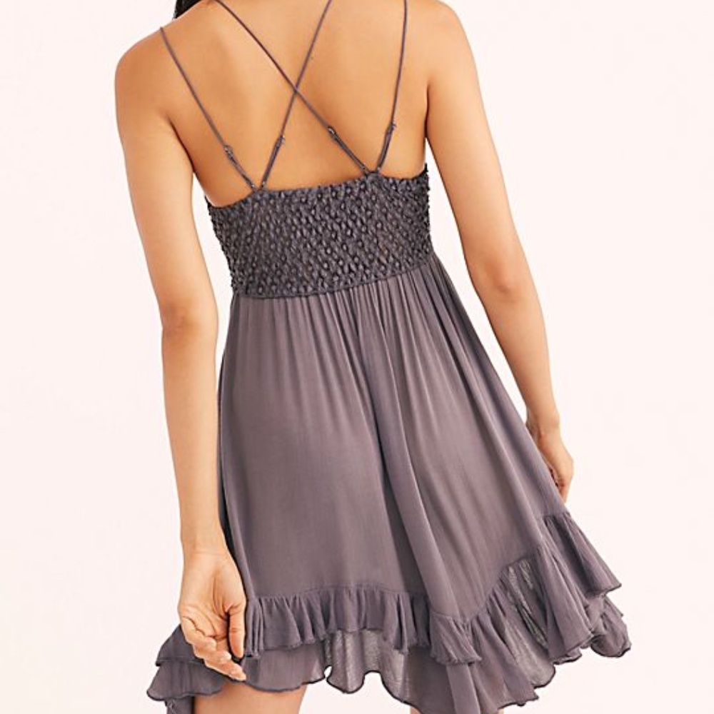 New Free People Adella mini dress gray NWT - Picture 3 of 10